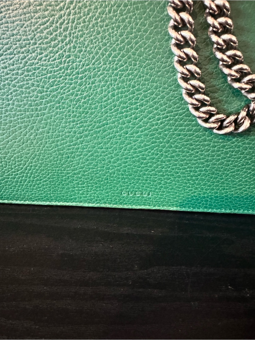 Gucci Green Leather Dionysus Small Shoulder Bag with Silver Chain - Picture 4 of 11